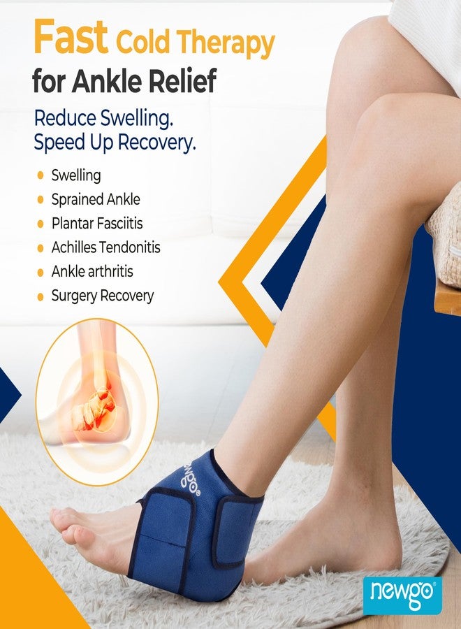 NEWGO Ankle Ice Pack Wrap for Swelling & Pain Relief, Reusable Hot Cold Gel Packs, Adjustable Brace for Plantar Fasciitis, Achilles Tendonitis, Heel Spur, Sprained Injuries - Up to 75kg Men Women - Image 3