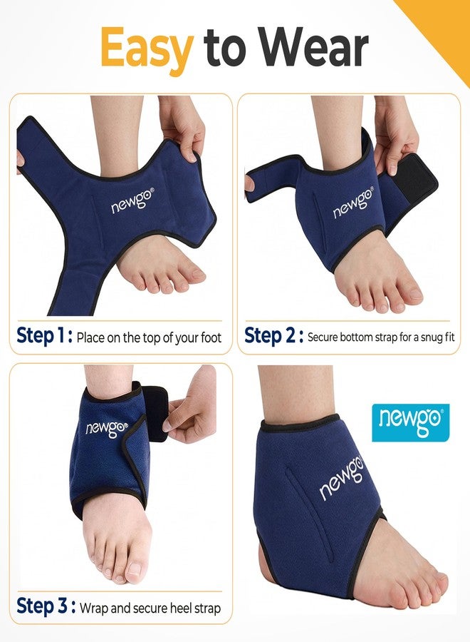NEWGO Ankle Ice Pack Wrap for Swelling & Pain Relief, Reusable Hot Cold Gel Packs, Adjustable Brace for Plantar Fasciitis, Achilles Tendonitis, Heel Spur, Sprained Injuries - Up to 75kg Men Women - Image 2