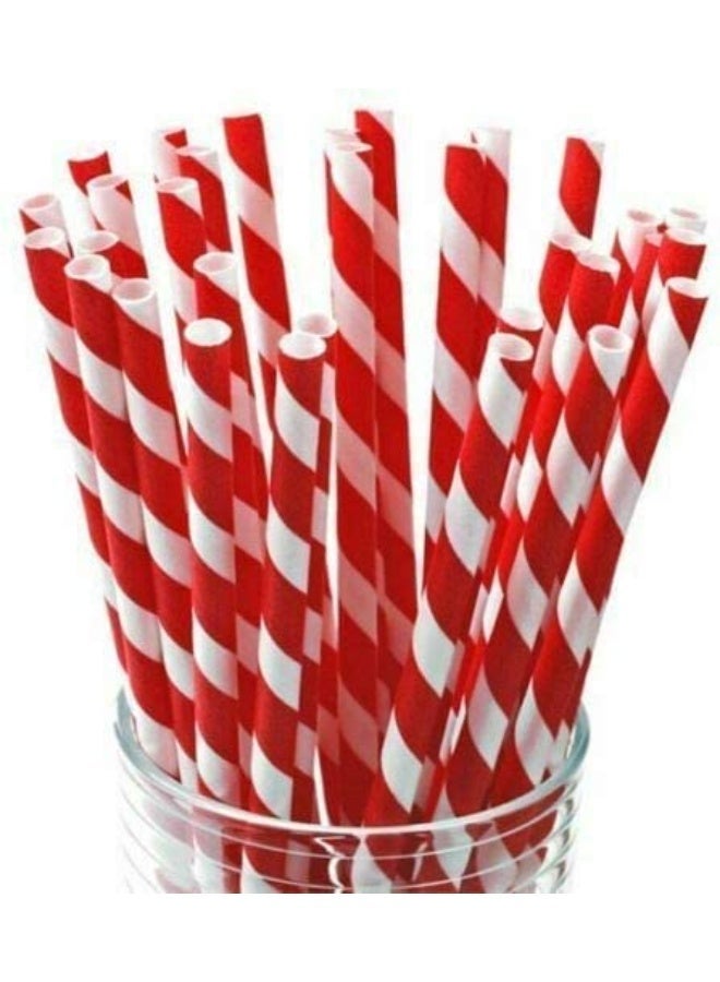 4basix Biodegradable Paper Straws Pack of 100 Red Disposable Drinking Straw - Image 1