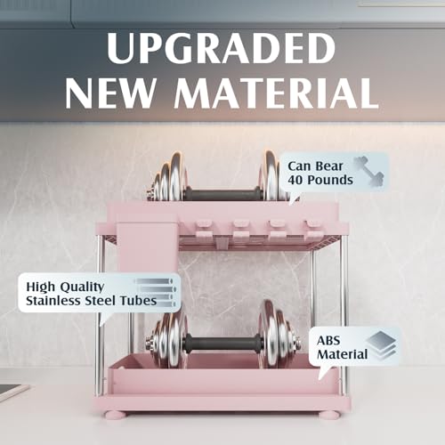 VERIFOST Under Sink Organizer, 2 Pack Kitchen and Bathroom Cabinet Organizer, 2 Tier Adjustable Height Storage, Pink - Image 2