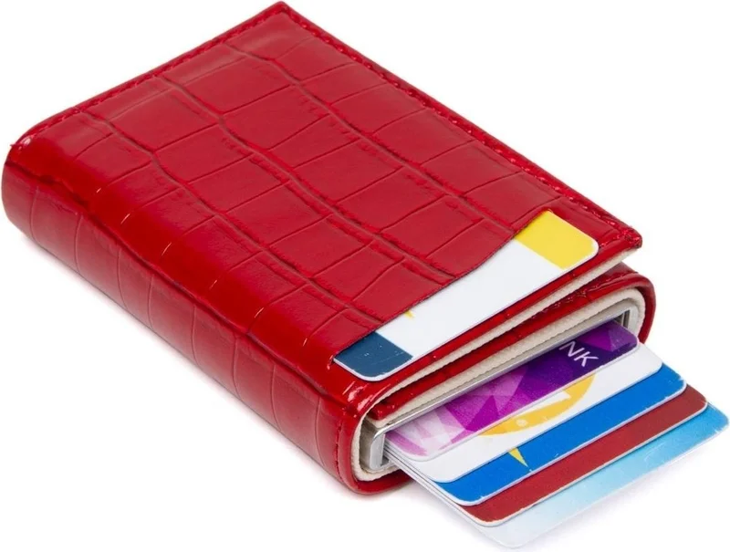 Newishpolo Crocodile Printed Automatic Card Holder Wallet Red