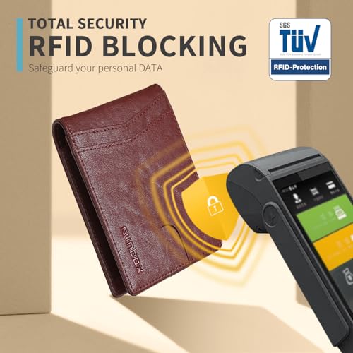 RUNBOX Wallet for Men and Women Slim Rfid Leather 2 ID Window With Gift Box - Image 5