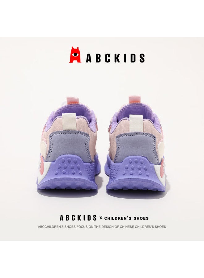 Abc Kids Kids Running Shoes Boys And Girls Breathable Twist Button Running Shoes Sy333603683py Beige Purple Size 28 - Image 3