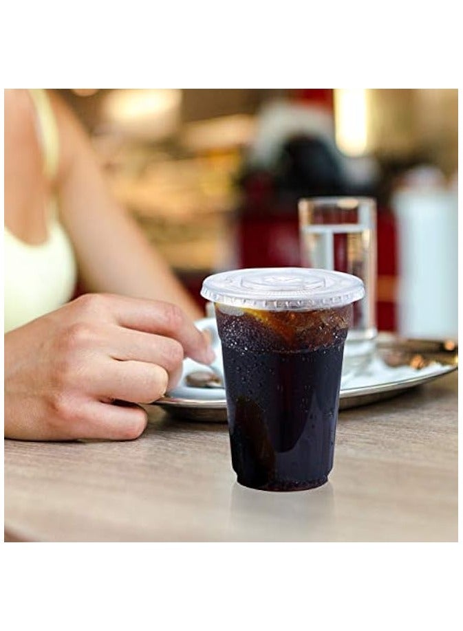 Green Tiger 12 oz Plastic Cups with Lids 100 Sets Clear Disposable Plastic Party Cups with Flat Lids to Go, Cold Drink Cups, Smoothie Cups, Milkshake Cups - Image 2