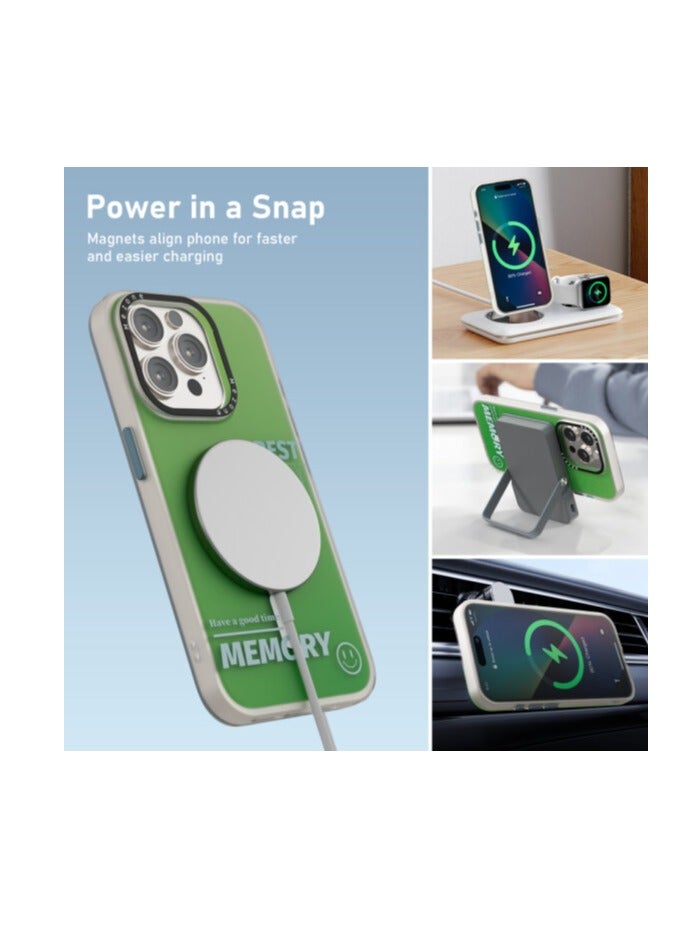Mezone Memory iPhone 14 Pro MagSafe Case, Shockproof & Anti-Yellowing Phone Case Reinforced Corners with Airguard, Green - Image 3