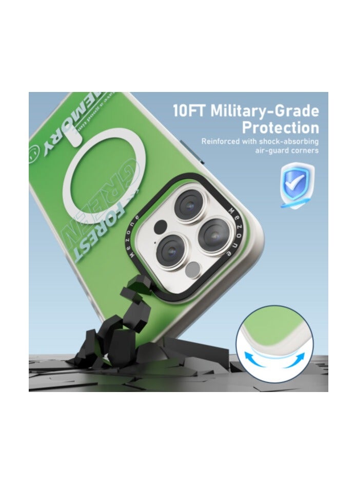 Mezone Memory iPhone 14 Pro MagSafe Case, Shockproof & Anti-Yellowing Phone Case Reinforced Corners with Airguard, Green - Image 4