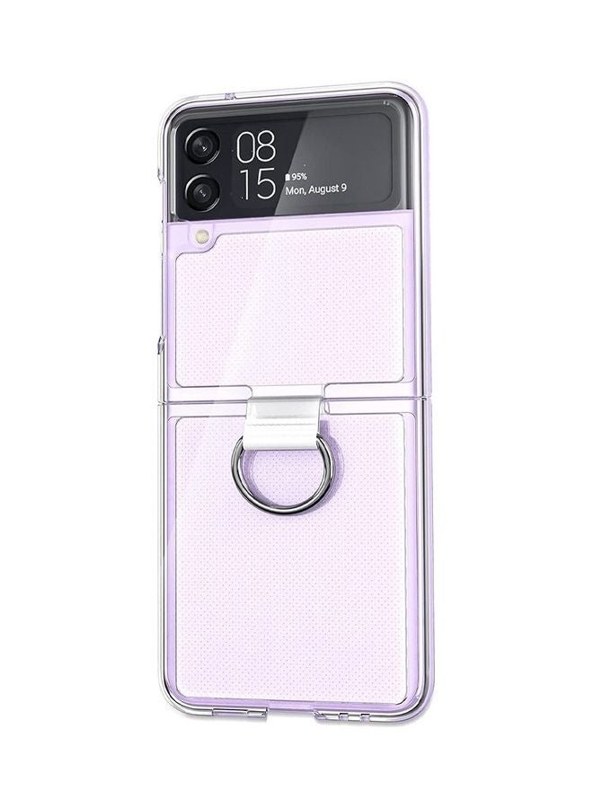 Samsung Galaxy Z Flip 4 Case with Ring Holder Metal Finger Grip Bracket Folding Cover Compatible with Galaxy Z Flip4 6.7 inch Clear - Image 1