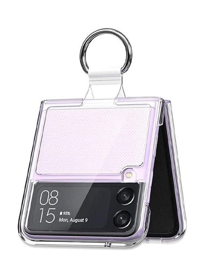 Samsung Galaxy Z Flip 4 Case with Ring Holder Metal Finger Grip Bracket Folding Cover Compatible with Galaxy Z Flip4 6.7 inch Clear - Image 2