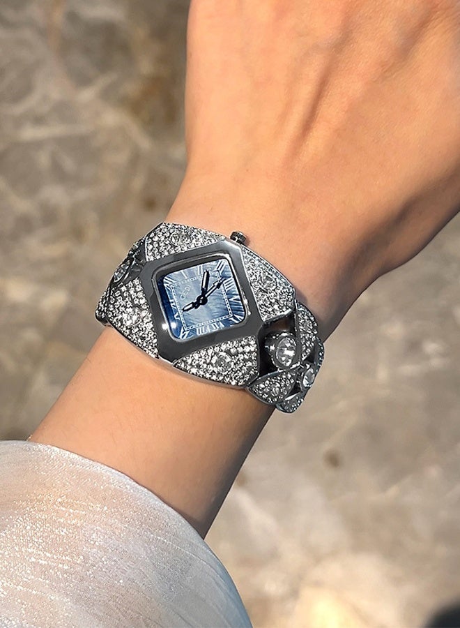 gedi Women's fashion watch, silver diamond alloy quartz watch, luxurious and exquisite waterproof watch. - Image 4