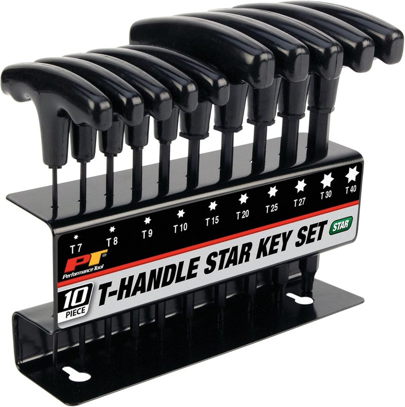 Performance Tool W80276 10-Piece Star T-Handle Hex Key Set in Black - Image 1