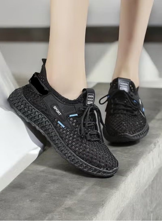 general Hollow Mesh Sneakers for Men and Women - Summer Casual Breathable Thin Athletic Shoes with Soft Bottom for Running, Couple Style Flying Woven Sports Shoes - Image 1