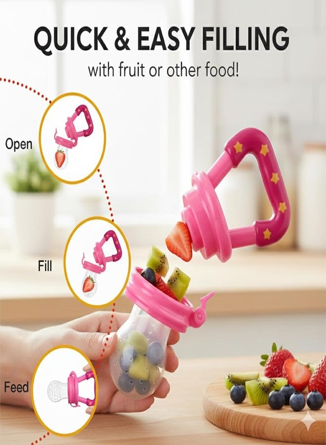 Safe-O-Kid 2 Piece, Baby Fruit Nibbler/Pacifier - BPA-Free, 100% Pure Silicone, Teether for Baby | Soft Pacifier & Teether for Infants, Assorted - Image 3