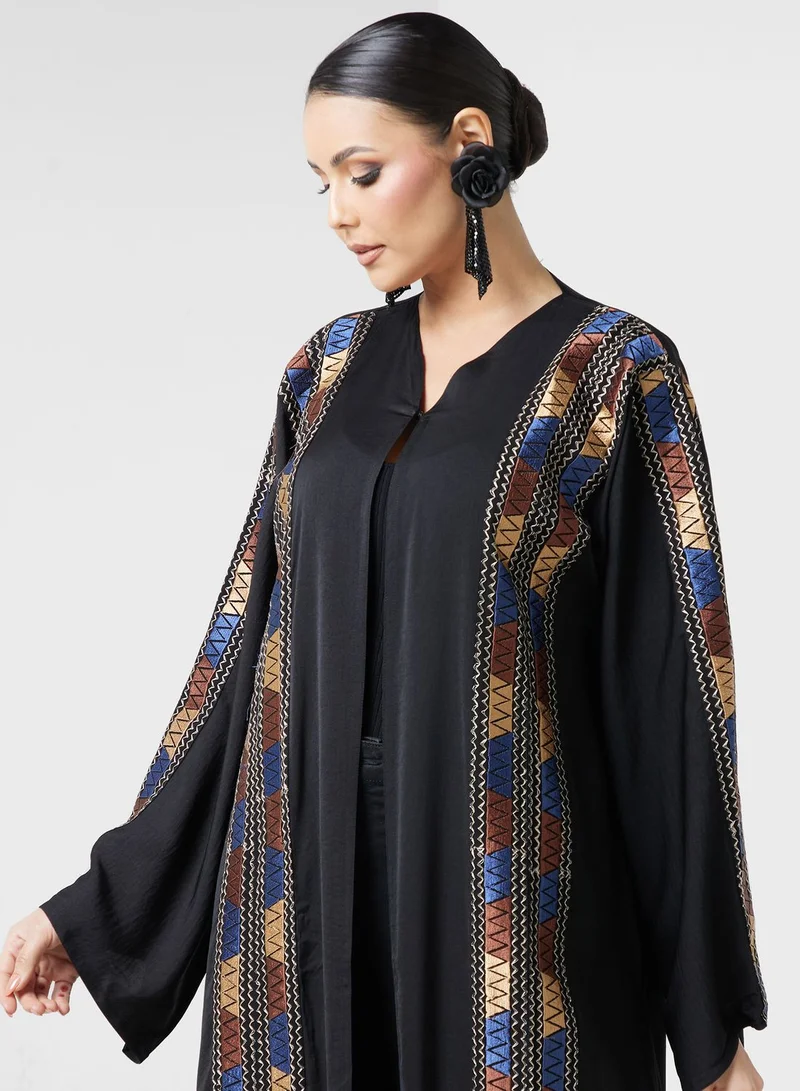 hayas closet Embroidered Accent Abaya