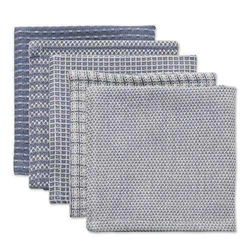 DII Everyday Kitchen Collection Assorted Dishcloth Set, 12x12, Stonewash Blue, 5 Count - Image 1