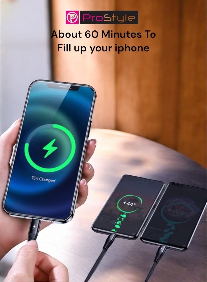 Prostyle iPhone USB to Lightning Cable 1.2M Braided Fast Charging Data Sync Cord Compatible with iPhone iPad AirPods – Black - Image 3