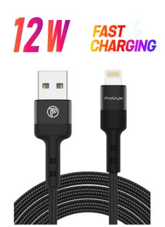 iPhone USB to Lightning Cable Braided 1.2M for iPhone, iPad, AirPods, iPhone Charging Cable - Black