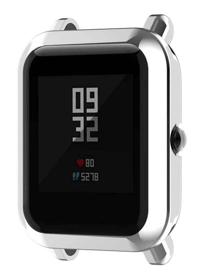 حافظة ELMO3EZZ متوافقة مع Amazfit GTS 2 Mini/Bip U Pro/Bip S/Bip Lite حافظة حماية شاشة شاملة للساعة، غطاء ناعم من مادة TPU مقاوم للصدمات، واقي نحيف ممتص للصدمات (فضي) - Image 5