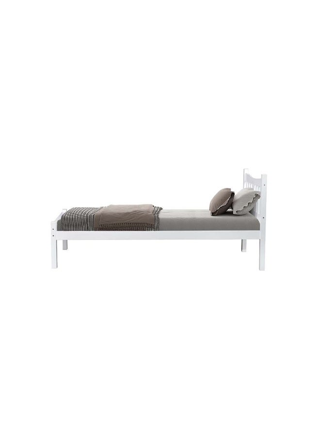 DANUBE HOME Derby Solo 90X200 Solidwood Single Bed Sturdy Modern Design Wooden Single Bed Frame Furniture Quiet And Comfortable Bed (Mattress Not Included) Made In Malaysia L210Xw95Xh98Cm-White  - Image 2