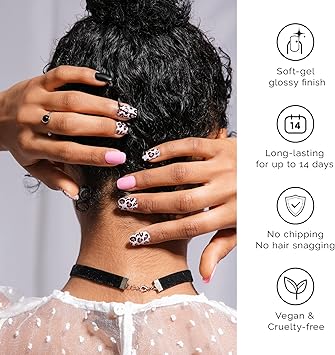 NAILOG Semi Cured Gel Nail Strips Extra Long Nail Polish Strips 20 Pieces Long Lasting Semi Cured Nail Stickers with Soft Glossy Gel Finish Pink Leopard - Image 3