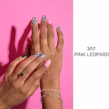 NAILOG Semi Cured Gel Nail Strips Extra Long Nail Polish Strips 20 Pieces Long Lasting Semi Cured Nail Stickers with Soft Glossy Gel Finish Pink Leopard - Image 2