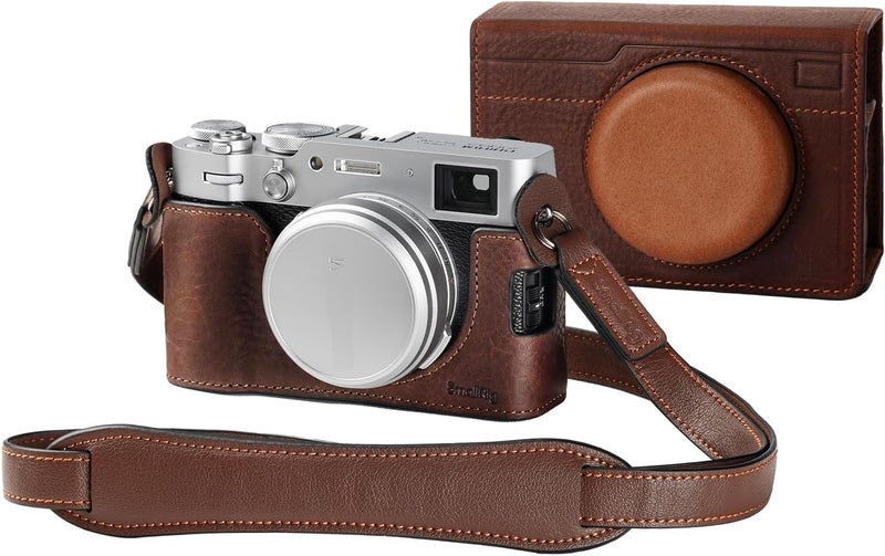 SMALLRIG Leather Case Kit for FUJIFILM X100VI, Including Half Case, Flip Cover and Shoulder Strap, Genuine Leather Material, Portable and Protecting - 4558 - Image 1