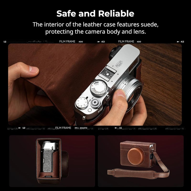 SMALLRIG Leather Case Kit for FUJIFILM X100VI, Including Half Case, Flip Cover and Shoulder Strap, Genuine Leather Material, Portable and Protecting - 4558 - Image 3