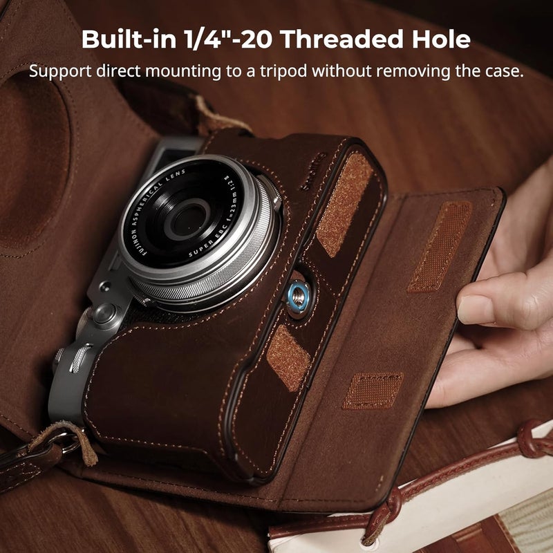 SMALLRIG Leather Case Kit for FUJIFILM X100VI, Including Half Case, Flip Cover and Shoulder Strap, Genuine Leather Material, Portable and Protecting - 4558 - Image 5