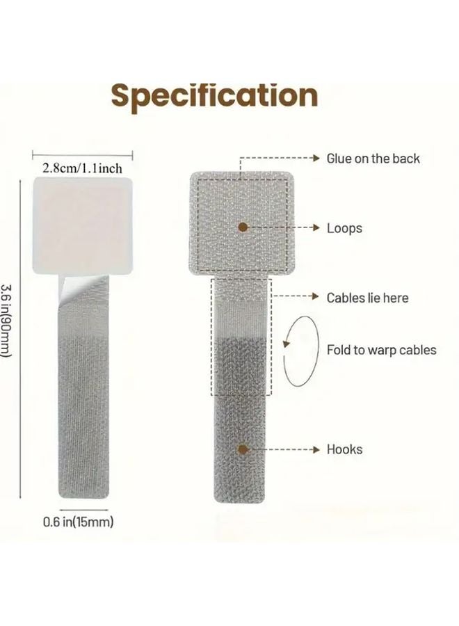 20 White Self Adhesive Heavy Duty Magic Cable Tapes Straps No Tools Required - Image 5