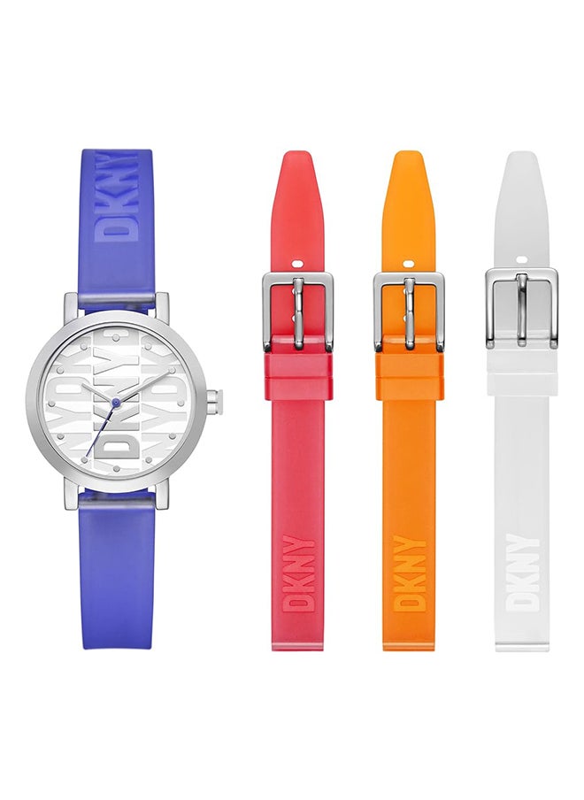 DKNY Women's Analog Silicone Wrist Watch NY6661SET - 28 Mm 