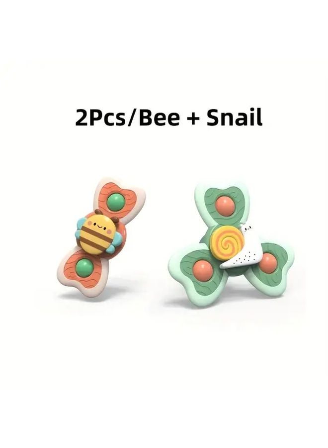 دمية قمة دوارة بكأس شفاط للنحلة والحلزون، لعبة تعليمية لوقت الاستحمام هدية للأطفال - Image 1