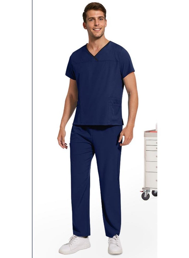 NIBEMINENT Veterinary Uniform Pet Grooming 2-piece Workwear Set Multi Colored Scrub Top Pant Nurse Unisex Scrubs Set Dental Scrub Women Men - Image 1