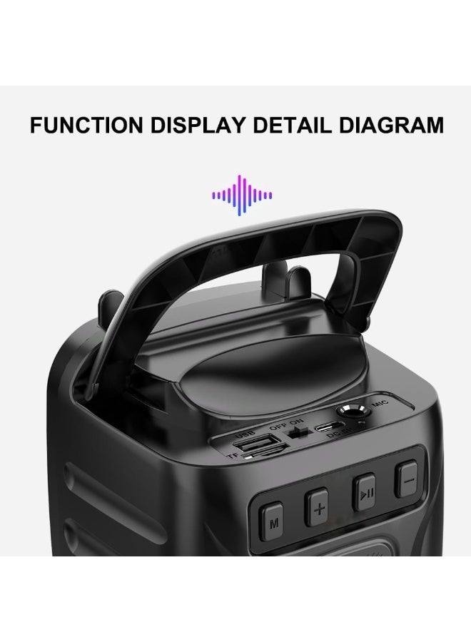 singe Portable Bluetooth Karaoke Speaker with Wired Microphone and Phone Holder – RGB LED Lights, USB/TF Card/AUX Support, Rechargeable Battery, for Outdoor & Indoor Use - Image 4