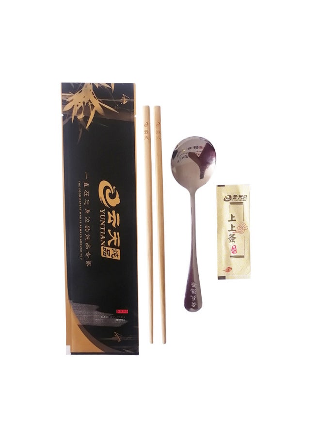 Generic - Disposable Chopsticks Three-Piece Set Four-Piece Set Take-Out Tableware Bag Suit Hotel Restaurant Individual Packaging Tableware Chopsticks-Color:Coated Paper Cloud Sky Stew-Specifications:Minimum Order Of 10,000 Sets - Image 1