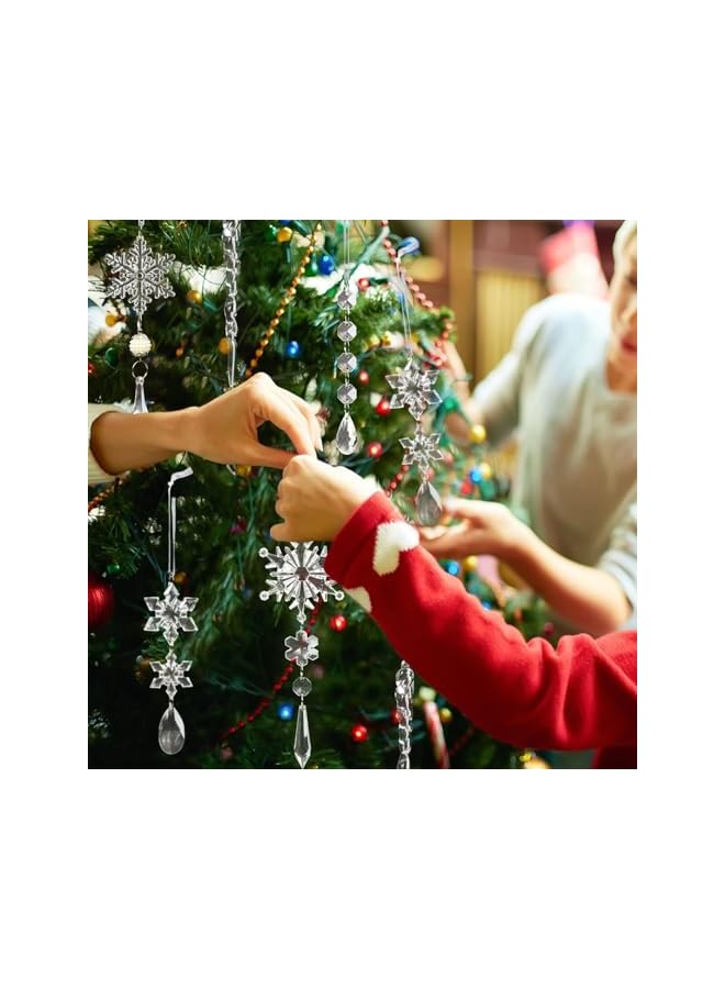 The Bros 18 قطعة زينة شجرة عيد الميلاد كريستال زينة، زينة أكريليك معلقة على شكل ثلج متدلي كريستالي لزينة عيد الميلاد وزينة الجدران في الشتاء لاحتفالات رأس السنة الجديدة (شفاف) - Image 2