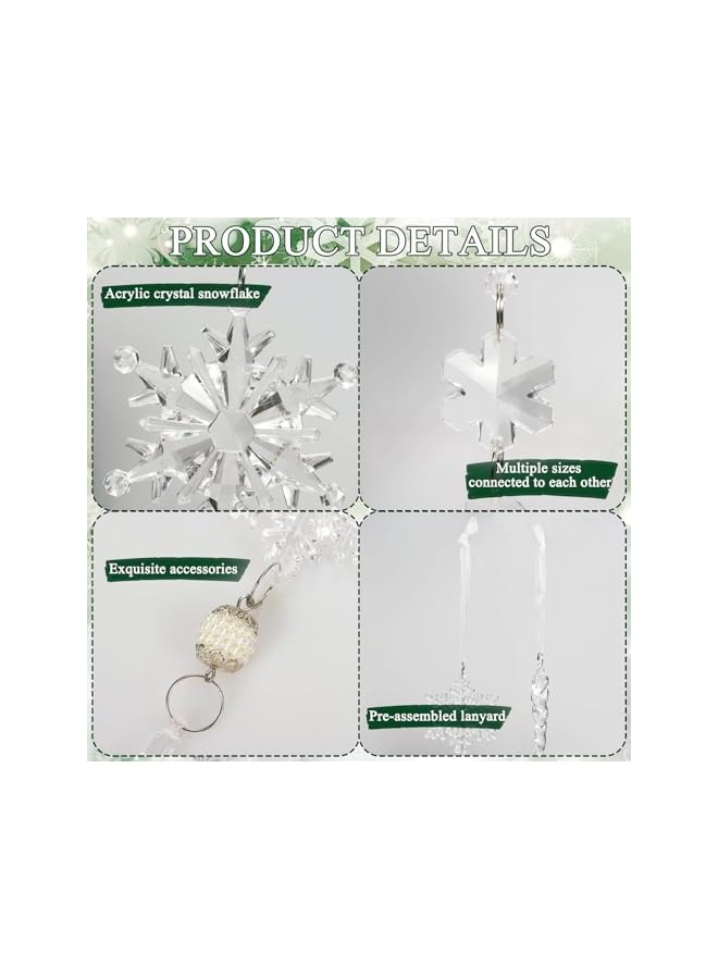 The Bros 18 قطعة زينة شجرة عيد الميلاد كريستال زينة، زينة أكريليك معلقة على شكل ثلج متدلي كريستالي لزينة عيد الميلاد وزينة الجدران في الشتاء لاحتفالات رأس السنة الجديدة (شفاف) - Image 4