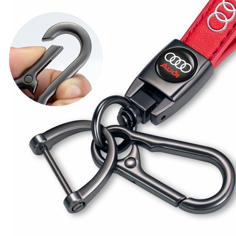 TACOMA Genuine Leather Car Keychain Fit for Audi A1 A3 RS3 A4 A5 A6 A7 RS7 A8 Q3 Q5 Q7 R8 Key Chain for Men and Women Family Present Key Ring Accessories(Red) - Image 4