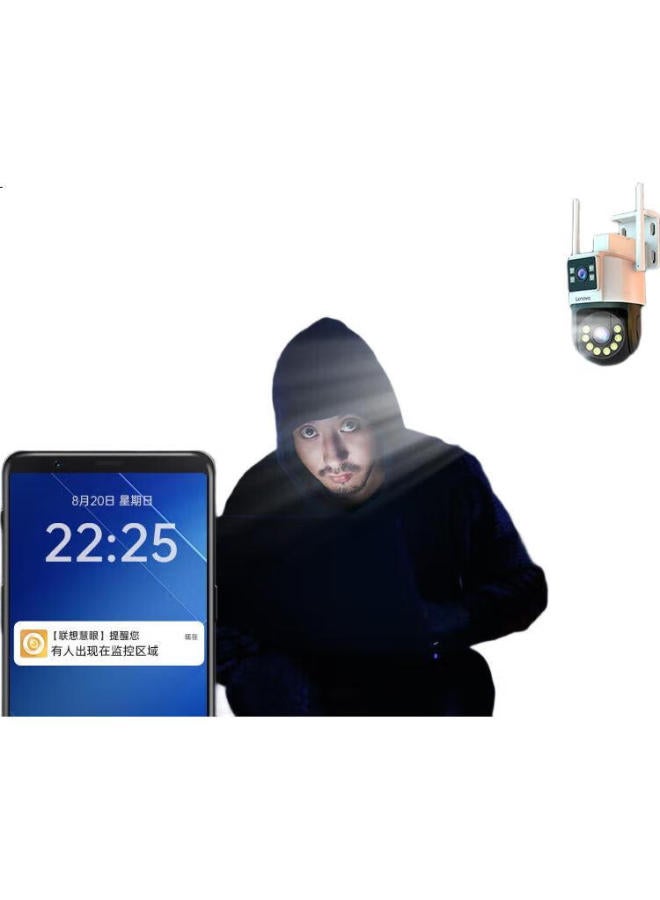 Lenovo Dual-Camera 10Mp Outdoor Surveillance Wifi Network Camera, Remote High-Definition Monitoring, Home Use, 360-Degree Coverage, Night Vision, Panoramic, Voice-Controlled, Rotating Outdoor Camera - Image 1