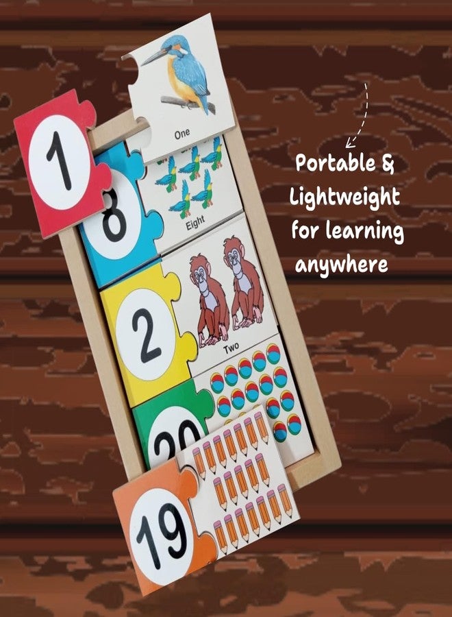 Toyjos Kids Counting Learning Puzzle Set | Non-Toxic Colorful 2pcs Jigsaw Puzzle with Wooden Box | Montessori Early Education Number and Object Recognition Toy with Picture for Preschooler Boys, Girls - Image 4
