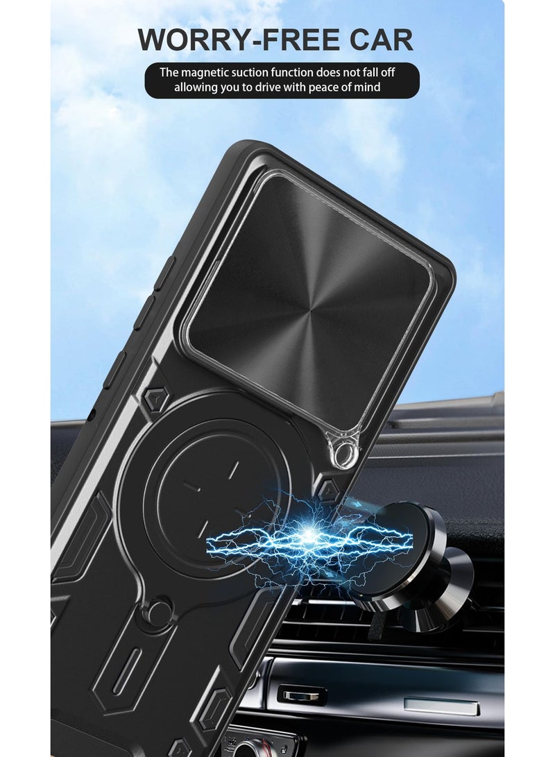 General Case Compatible with Motorola Edge 60 Pro, Anti-Drop Shockproof Armor Case with Slide Camera Cover and Magnetic Ring Stand Holder, 2-in-1 Hybrid PC+TPU Durable Cover  - Image 5
