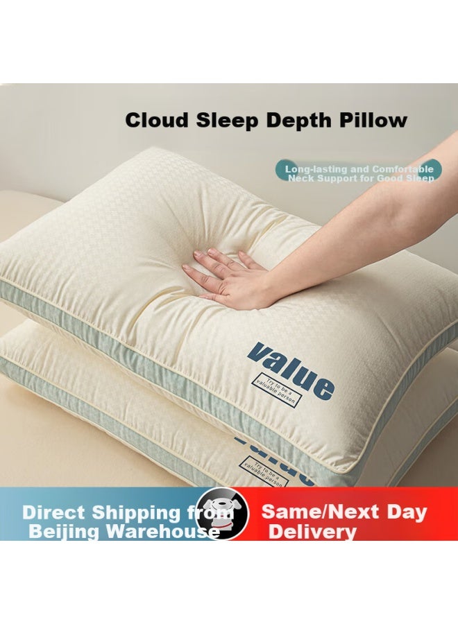 J.sir High Pillow, Deep Sleep Pillow Core, High Pillow That Doesn't Sink Or Deform, Hotel And Home Use Cotton Pillow, Neck Support Pillow, Single Pillow