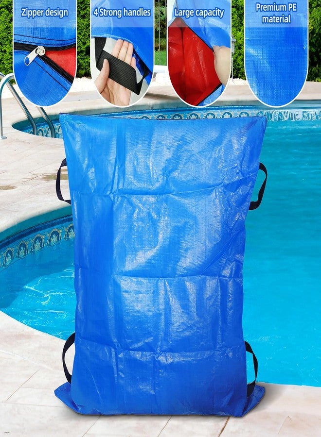 FUYITE Blue Pool Cover Storage Bag with 4 Carry Handles, 48" X 57" Above Ground Pool Winter Storage Bag, Waterproof Pool Safety Cover Stowaway Bag Pool Cover Stowaway Bag - Image 3