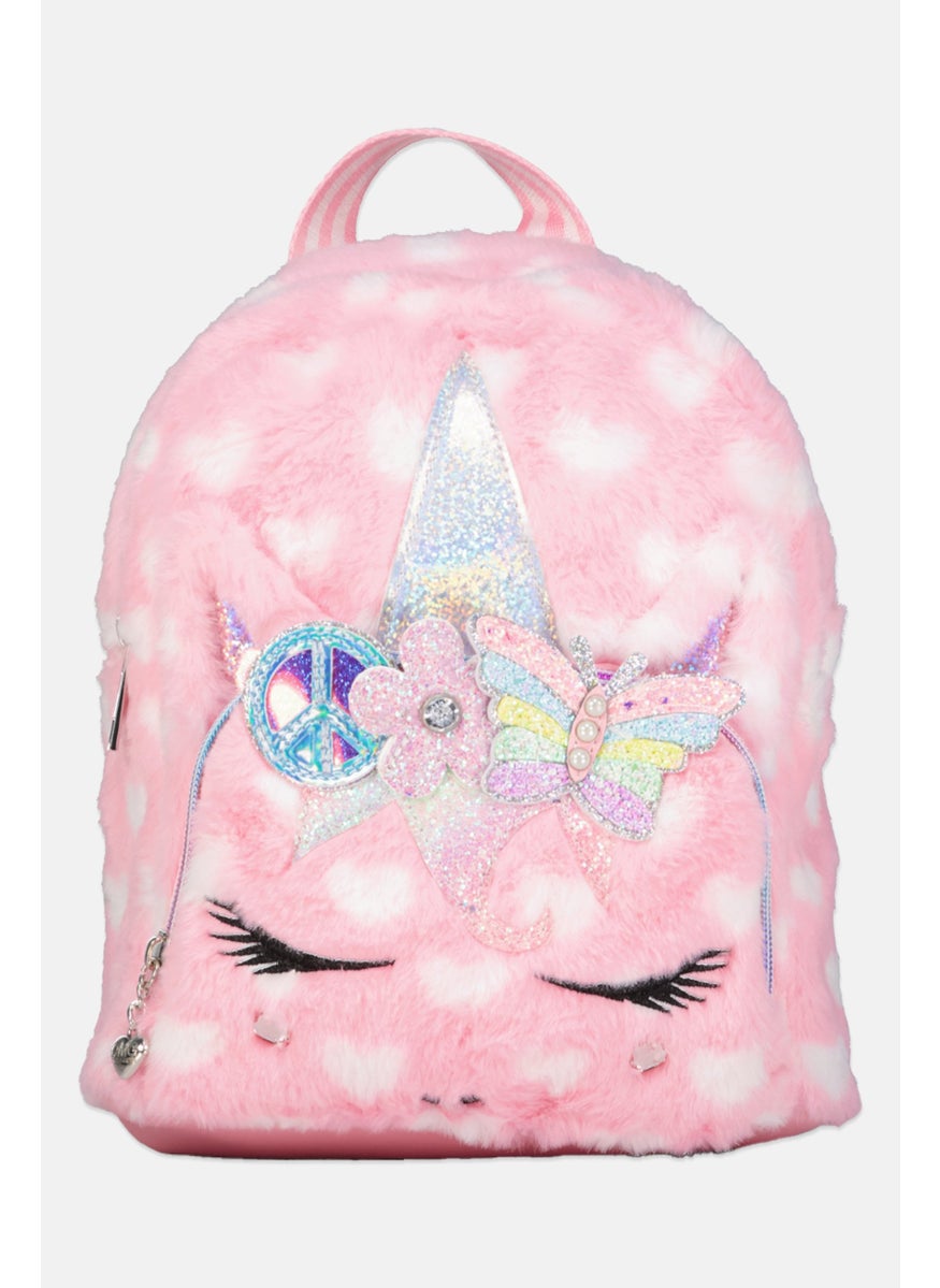 OMG Accessories Kids Girl Faux Fur Mini Backpack 24 H x 23 L x 9 W cm, Pink Combo  - Image 1