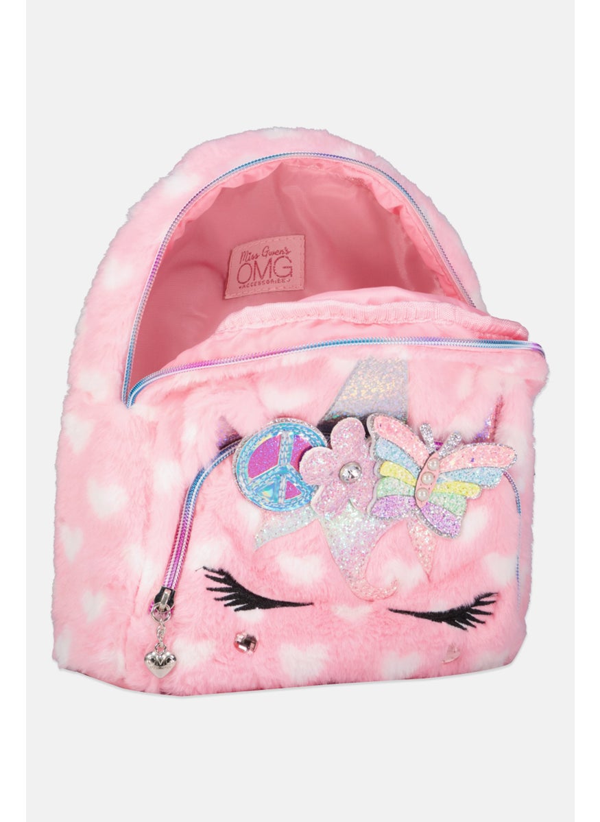 OMG Accessories Kids Girl Faux Fur Mini Backpack 24 H x 23 L x 9 W cm, Pink Combo  - Image 3