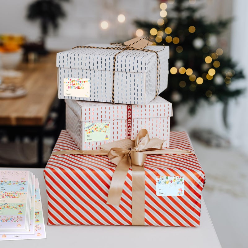 Linsuminn Happy Birthday Gift Tags Stickers, 150 PCS Gift Tags Stickers for Presents, 10 Sheets Self Adhesive to from Name Tag Labels Sticker Birthday Present Label for Box Cards Envelope Gifts Wrapping - Image 5
