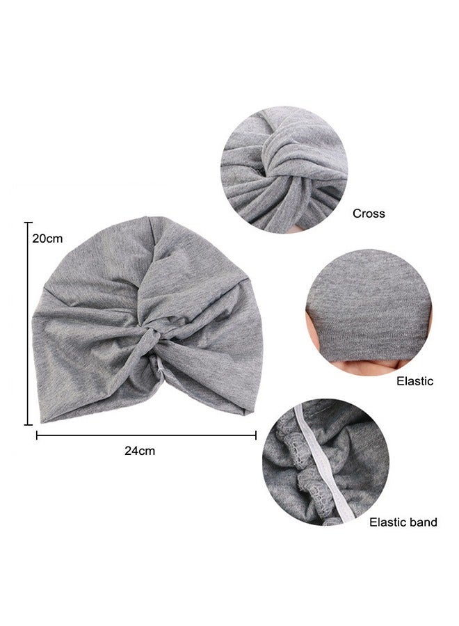 4PCS Women's Stretchy Turban Cap, Chemotherapy Cap, Women's Turbans, Women's Hijab, Twist Cross Cap for Women(Blue, Dark Blue, Camel, Grey) - Image 3