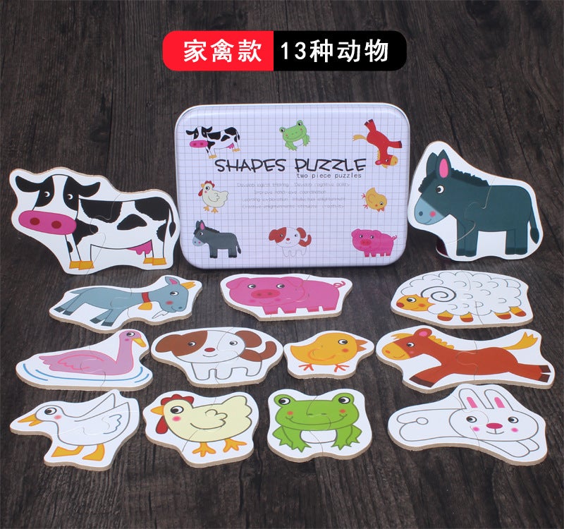 Cartoon Animals, Vegetables, Insects, Cognitive Iron Boxes, Large Pairing Puzzles, Children'S Intelligence Early Education Toys - Image 1