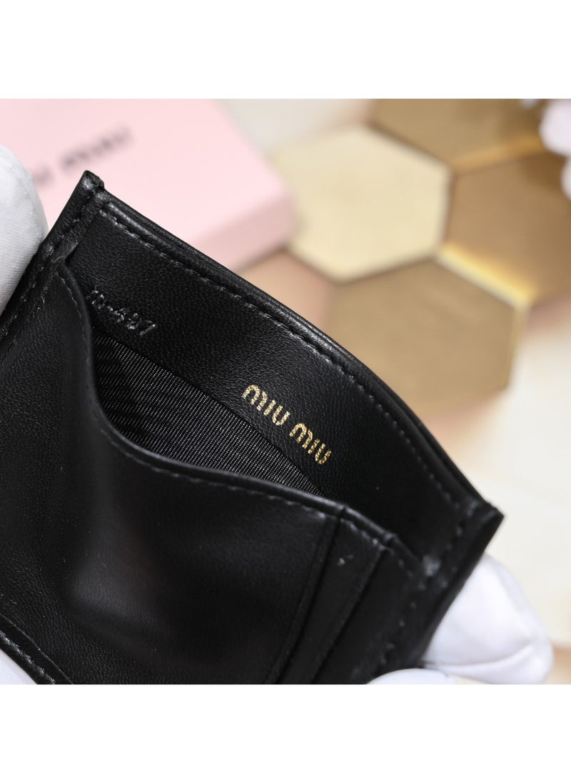 Miu Miu - MiuMiu pleated thin lambskin multi-card slot small card holder coin purse - Image 1