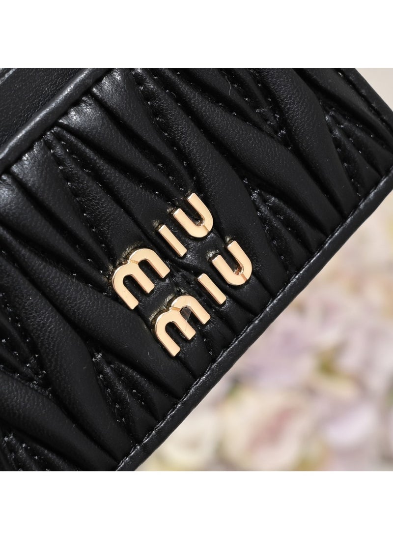 Miu Miu - MiuMiu pleated thin lambskin multi-card slot small card holder coin purse - Image 1