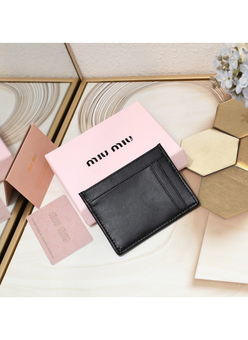 Miu Miu - MiuMiu pleated thin lambskin multi-card slot small card holder coin purse - Image 1