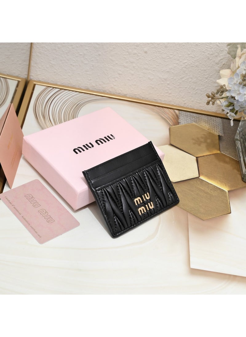 Miu Miu - MiuMiu pleated thin lambskin multi-card slot small card holder coin purse - Image 1